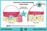 Printable Flower Monogram Paper Purse