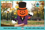 Pumpkin Head Treat Bag SVG Template: Fall Party Favor