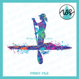 Printable Splatter SUP Woman Kneeling