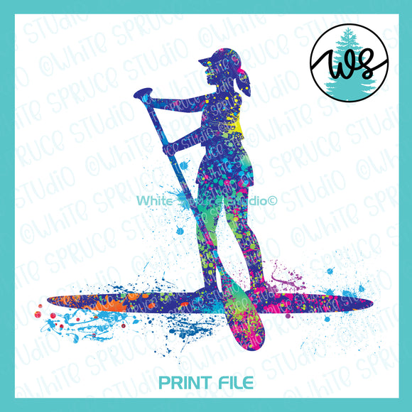 Printable Splatter SUP Woman Standing
