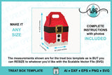 Santa Treat Box SVG Template, 3D Christmas Paper Gift Gable Box
