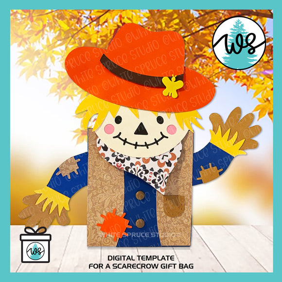 Scarecrow Autumn Halloween Treat Bag SVG