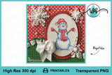 Snowman Hugs Digi Stamp, Transparent Printable PNG