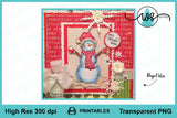 Snowman Hugs Digi Stamp, Transparent Printable PNG