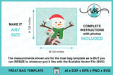 3D Snowman Treat Bag Template SVG, Christmas Snowman Treat Holder Gift Box