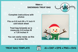 3D Snowman Treat Bag Template SVG, Christmas Snowman Treat Holder Gift Box