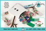 3D Snowman Treat Bag Template SVG, Christmas Snowman Treat Holder Gift Box