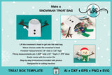 3D Snowman Treat Bag Template SVG, Christmas Snowman Treat Holder Gift Box