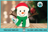 3D Snowman Treat Bag Template SVG, Christmas Snowman Treat Holder Gift Box