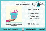 Spring Easter Flower Basket Template Gift Treat Box SVG