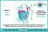 Spring Easter Flower Basket Template Gift Treat Box SVG