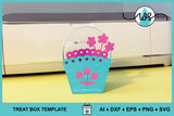 Spring Easter Flower Basket Template Gift Treat Box SVG