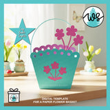 Spring Easter Flower Basket Template Gift Treat Box SVG