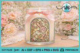 Stained Glass Bunny Pattern SVG & Printable, Easter Floral Rabbit Design