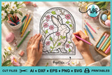 Stained Glass Bunny Pattern SVG & Printable, Easter Floral Rabbit Design