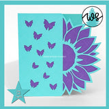 Card Template Sunflower & Butterflies Side Edge Card