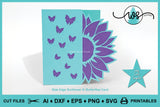 Card Template Sunflower & Butterflies Side Edge Card