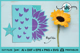 Card Template Sunflower & Butterflies Side Edge Card