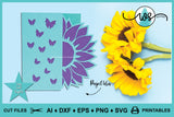 Card Template Sunflower & Butterflies Side Edge Card