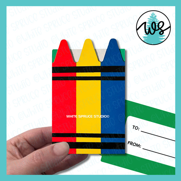 Teacher Gift Card Holder SVG | 3D Paper Money Card Template | Crayon Teacher Appreciation Cut File