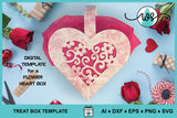 3D Paper Gift Box Template Flower Valentine Heart Box