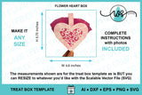 3D Paper Gift Box Template Flower Valentine Heart Box