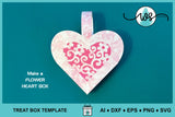 3D Paper Gift Box Template Flower Valentine Heart Box