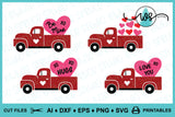 Valentine Vintage Truck with Hearts and Love Words Cut File and Print