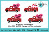 Valentine Vintage Truck with Hearts and Love Words Cut File and Print