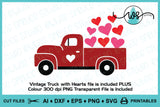 Valentine Vintage Truck with Hearts and Love Words Cut File and Print