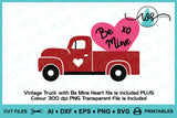 Valentine Vintage Truck with Hearts and Love Words Cut File and Print