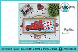 Valentine Vintage Truck with Hearts and Love Words Cut File and Print