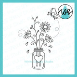 Single Line, Mason Jar Flowers Butterfly