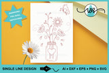 Single Line, Mason Jar Flowers Butterfly