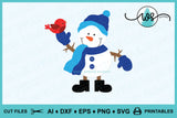 Winter & Christmas Layered Snowman and Bird SVG Cut File