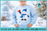 Winter & Christmas Layered Snowman and Bird SVG Cut File