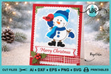Winter & Christmas Layered Snowman and Bird SVG Cut File