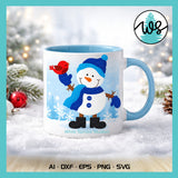Winter & Christmas Layered Snowman and Bird SVG Cut File