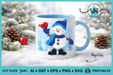 Winter & Christmas Layered Snowman and Bird SVG Cut File