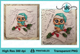 Printable Winter Owl with Holly