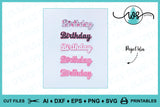 Layered Words Clip Art: Happy Birthday, Love, Smile (SVG PNG Digital Paper)