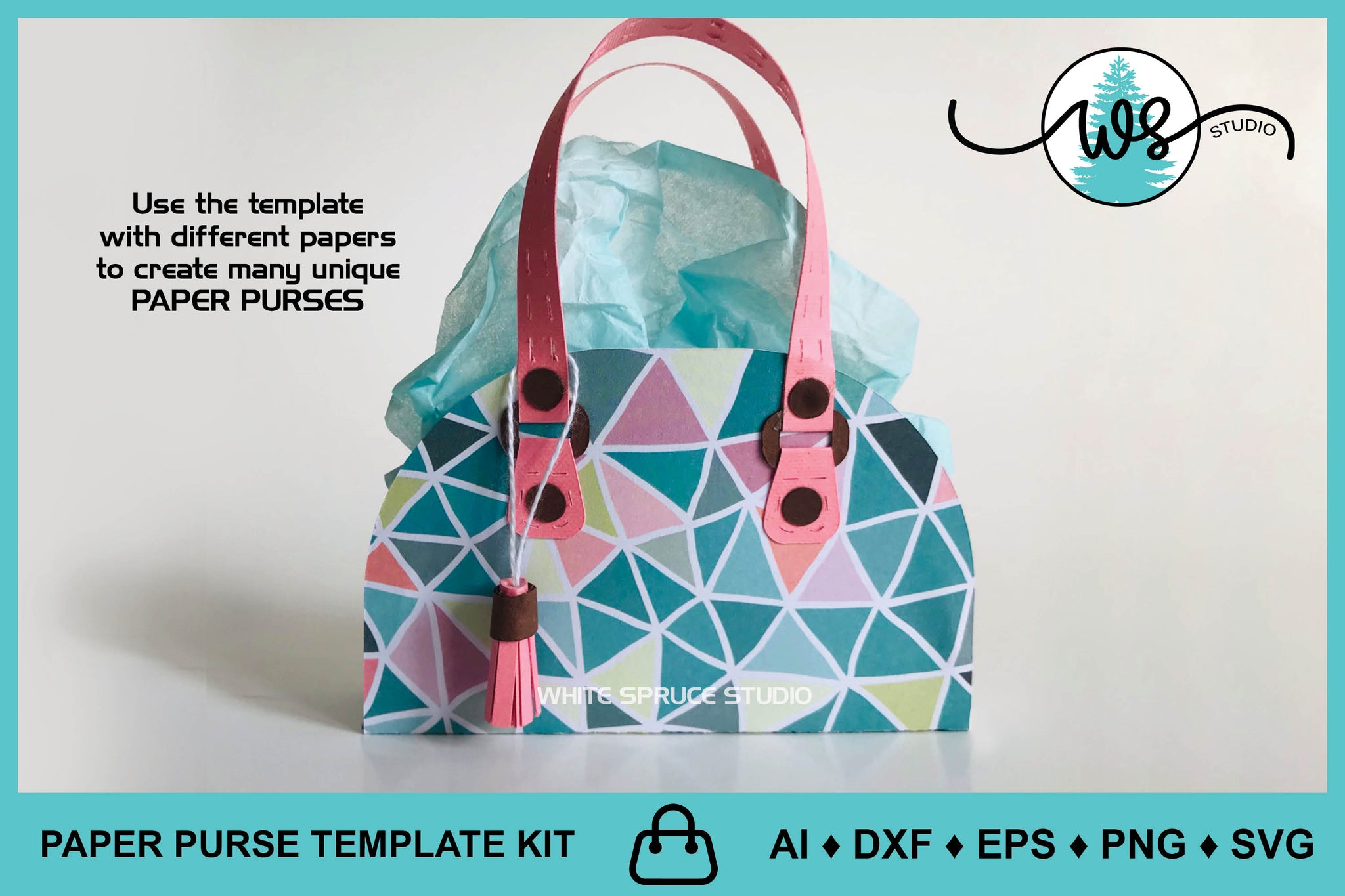 3D Paper Purse Template, Key to My Heart – White Spruce Studio