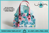 3D Paper Purse Template, Touch of Teal