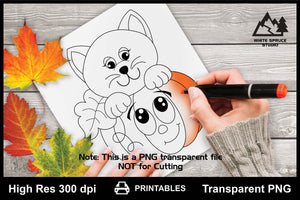 Printable Cartoon Pumpkin and Kitty