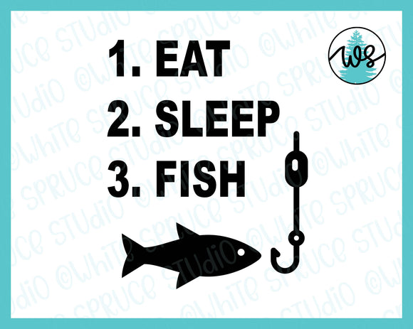 SVG Fishing Logo, Eat Sleep Fish
