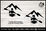 SVG Kayak Logo, Mountains Man Woman