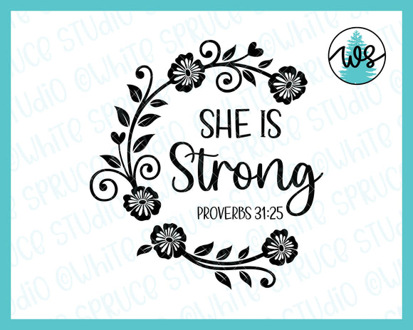 SVG Inspirational Logo, She is Strong