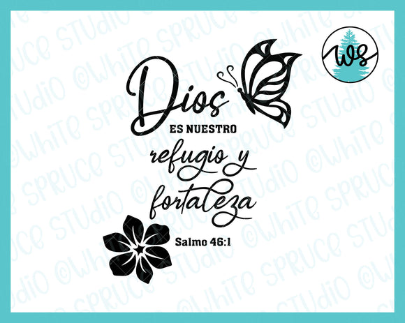 SVG Inspirational Logo, Spanish, Dios es Nuestro Refugio